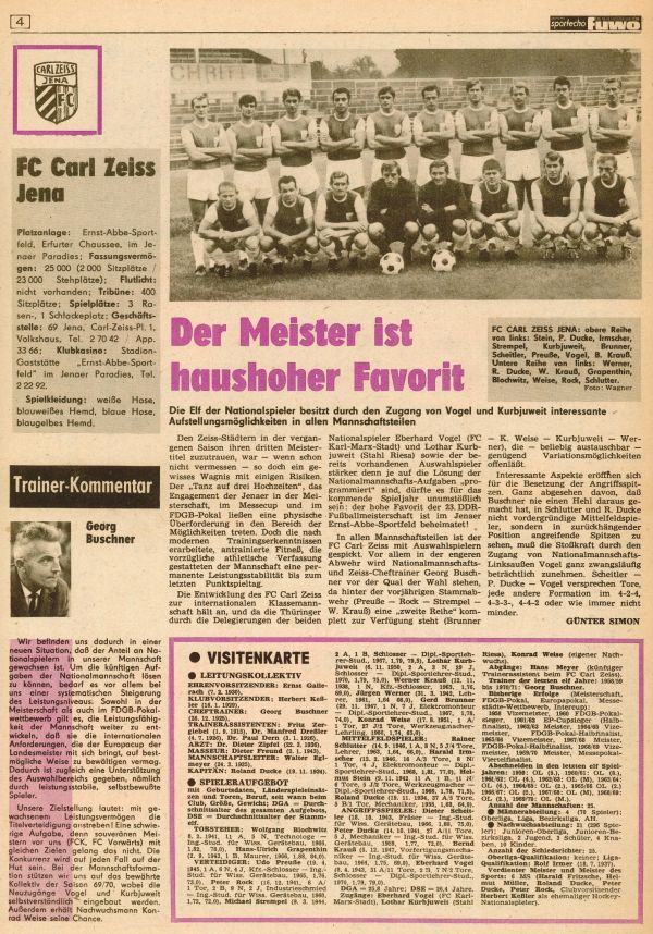 Saison 1970/1971 – FCC-Wiki - Wiki vom FC Carl Zeiss Jena